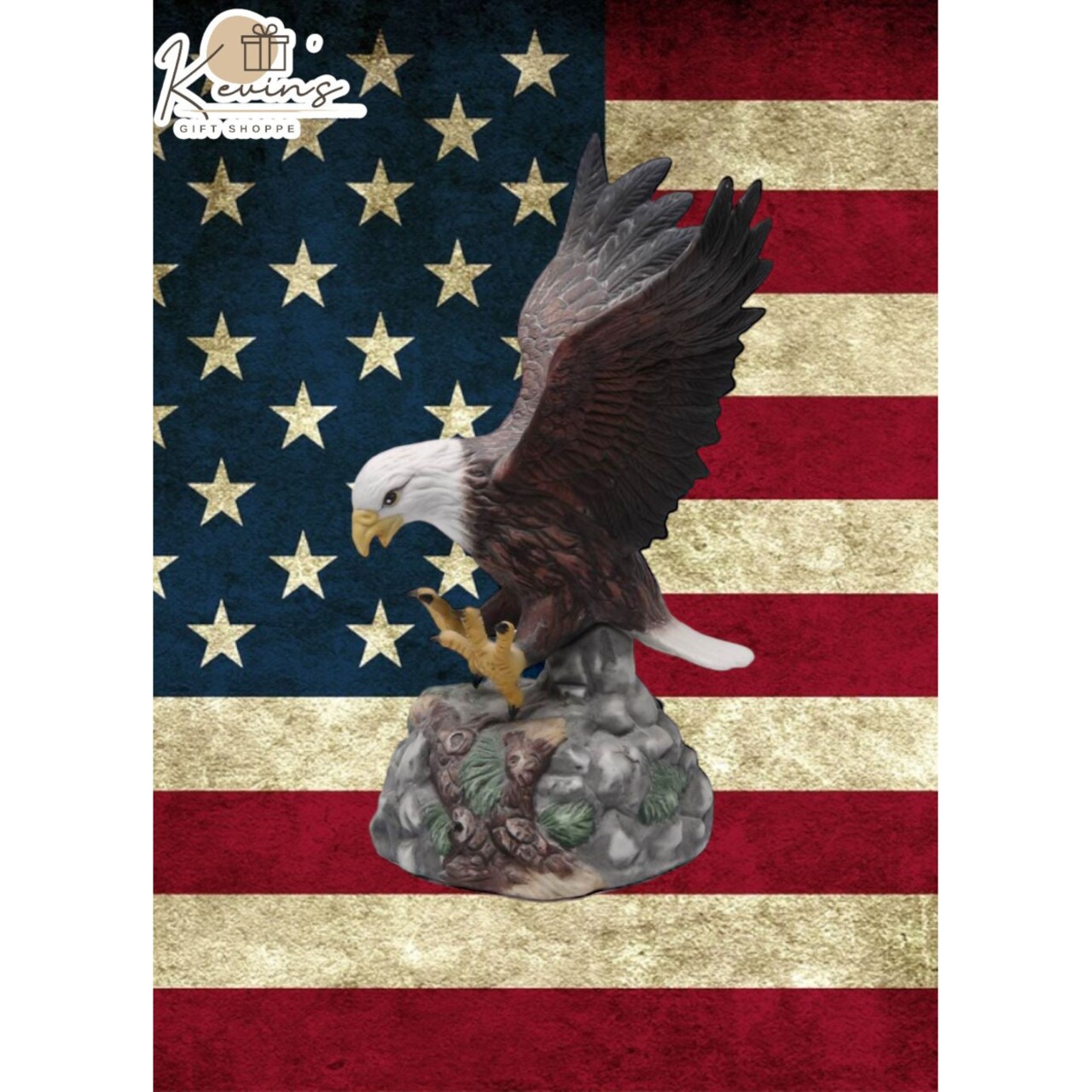 Ceramic Bald Eagle Figurine, Home DecorPatriotic Gift,Gift Idea or Home Décor